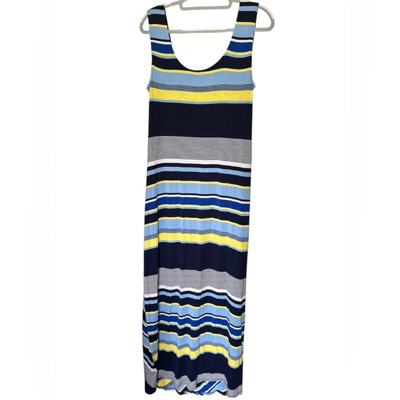 Spense Blue and Yellow Striped Sleeveless Maxi Dress, Women’s Sz XXL, NEW - Picture 1 of 8